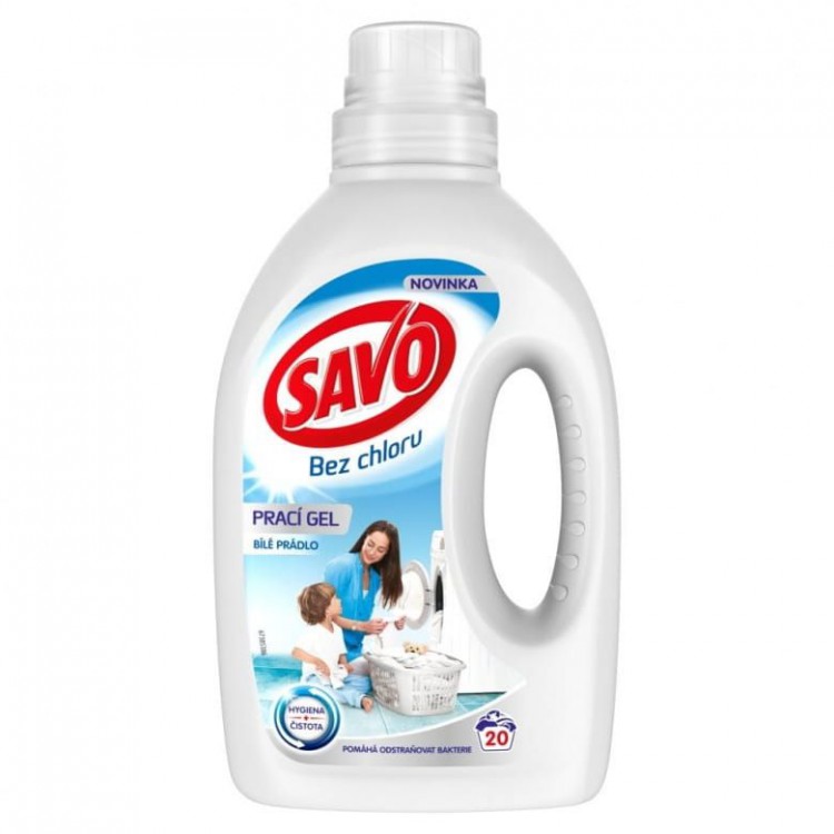 Savo gel 20dávek/1l na praní bez Cl Bílé | Prací prostředky - Prací gely, tablety a mýdla